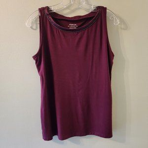 Chico's Touch of Cool Satin-Trim Caviar Bead Tank, Size M, Like New